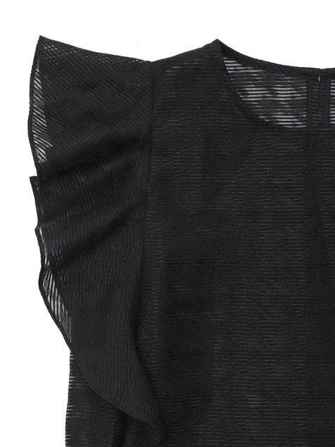 Блузка с воланами из полупрозрачного полотна с рисунком Conte Elegant LBL 1099, black, S, 42/170, Черный