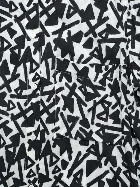 Сорочка з геометричним малюнком з бавовни преміальної якості Conte Elegant LBL 1091, white-black, XL, 48/170, Черно-белый