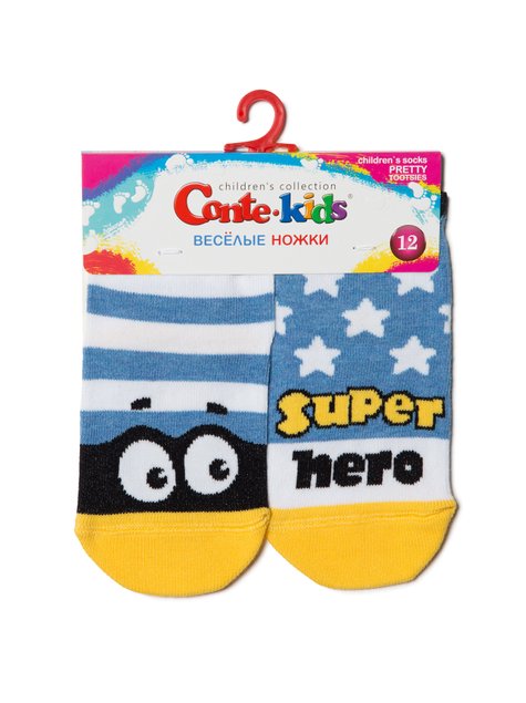 Шкарпетки дитячі Conte Kids Веселі ніжки, Блакитний, 12, 18, Голубой