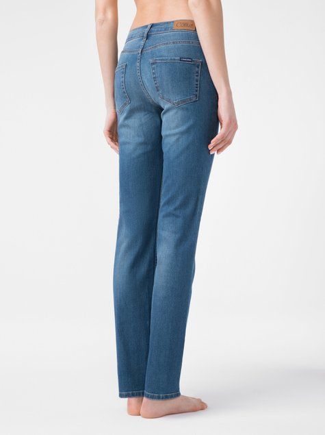 Ультраэластичные eco-friendly straight джинсы со средней посадкой Conte Elegant CON-154 Lycra&reg;, mid stone, XXL, 50/170, Светло-синий