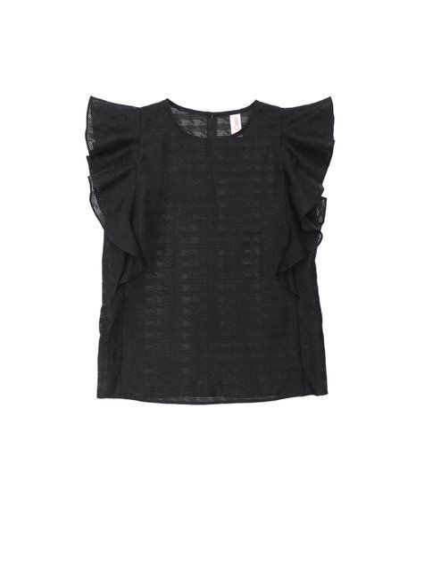 Блузка з воланами з напівпрозорого полотна з малюнком Conte Elegant LBL 1099, black, M, 44/170, Черный