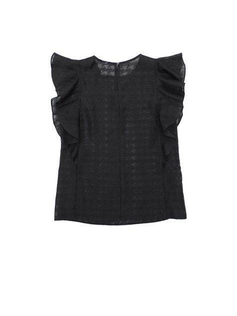 Блузка з воланами з напівпрозорого полотна з малюнком Conte Elegant LBL 1099, black, M, 44/170, Черный