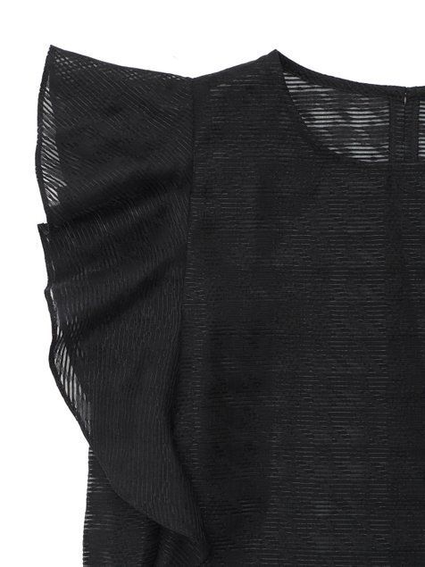 Блузка з воланами з напівпрозорого полотна з малюнком Conte Elegant LBL 1099, black, M, 44/170, Черный