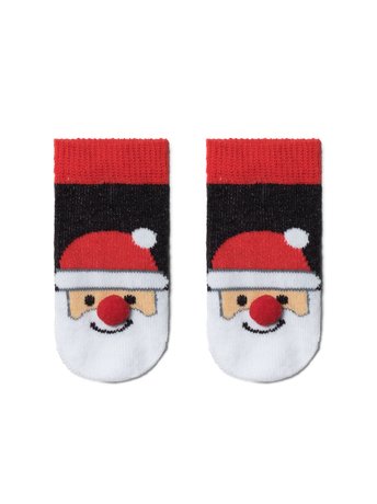 Шкарпетки дитячі Conte Kids NEW YEAR "Санта-Клаус", Черный, 9-10, 16, Черный