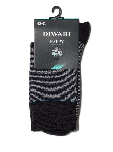 Шкарпетки чоловічі "DIWARI" HAPPY (бавовняні), Черный-Серый, 40-41, 40, Комбинированный