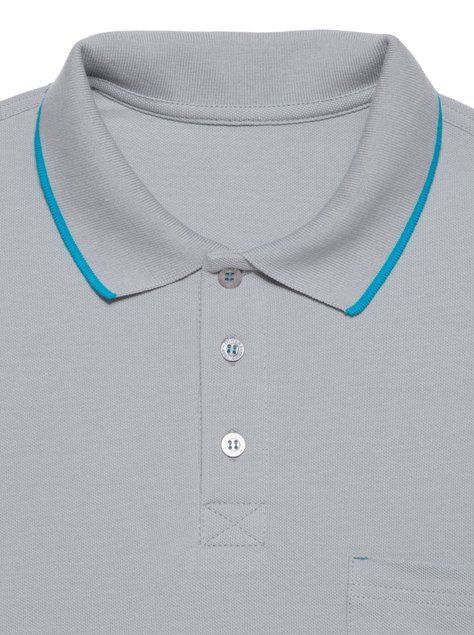 Футболка-поло з контрастною окантовкою DIWARI MD 944, ash grey, 4XL, 58/182, Темно-серый