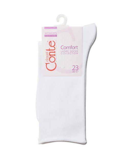 Шкарпетки жіночі бавовняні Conte Elegant COMFORT (без гумки), Білий, 38-39, 38, Белый