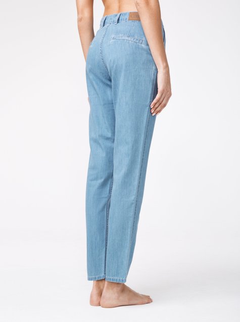 Легкие джинсовые eco-friendly брюки Conte Elegant CON-140, bleach blue, L, 46/164, Голубой