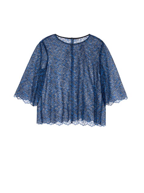 Мереживна вечірня блузка Conte Elegant LBL 1061, black-royal blue, S, 42/170, Комбинированный