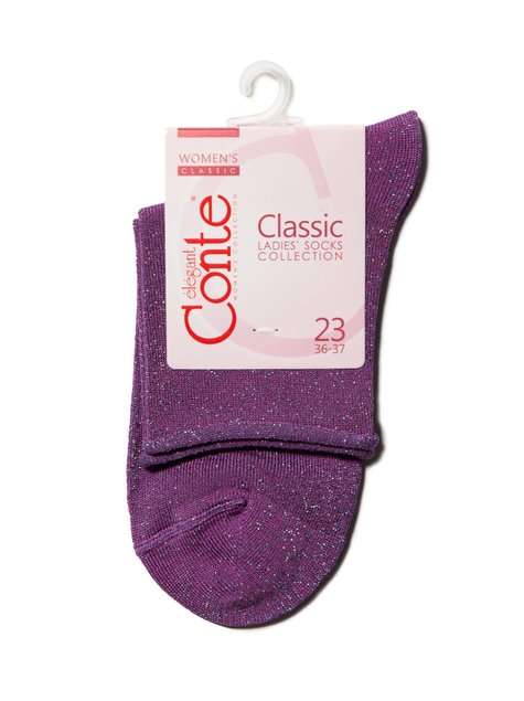 Шкарпетки жіночі віскозні Conte Elegant CLASSIC (люрекс, без гумки), Фіолетовий, 36-37, 36, Сиреневый