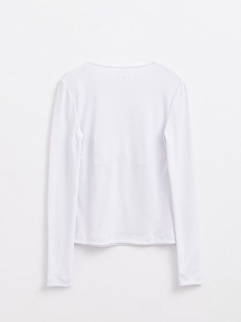 Джемпер в рубчик с фигурной деталью Conte Elegant LD 1576, white, XS, 40/170, Белый