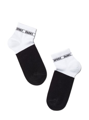 Шкарпетки дитячі Conte Kids ACTIVE (короткі), белый-черный, 20, 30, Черно-белый
