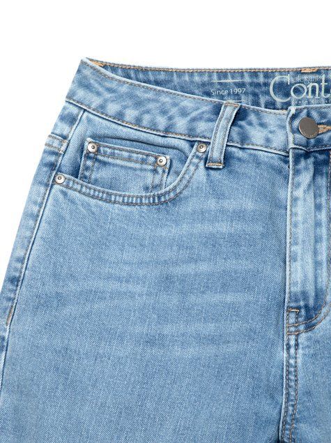 Ультракомфортні джинси особливого ​​варіння з високою посадкою Conte Elegant Mom Fit CON-188, acid washed blue, S, 42/164, Синий
