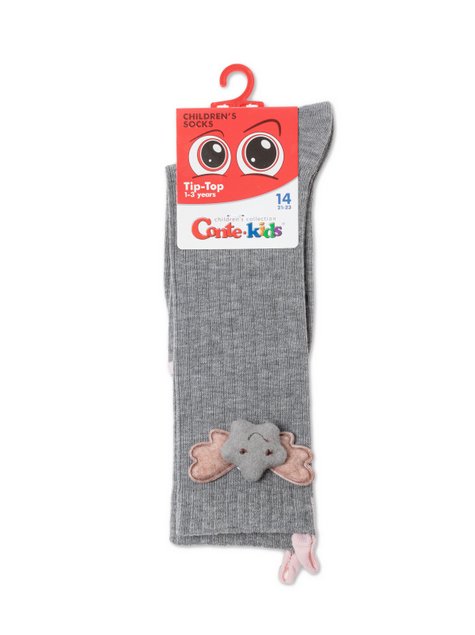 Подовжені шкарпетки Conte Kids TIP-TOP 20С-203СП з бавовни з декоративною іграшкою, серый, 14, 21, Сірий