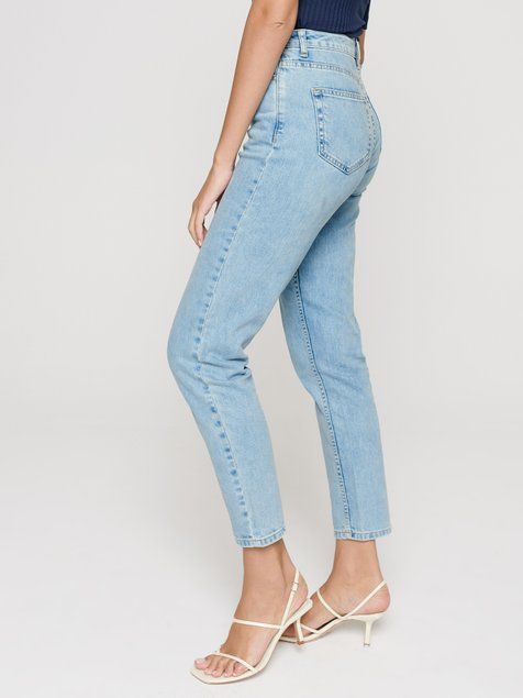 Ультракомфортні джинси особливого ​​варіння з високою посадкою Conte Elegant Mom Fit CON-188, acid washed blue, S, 42/164, Синий