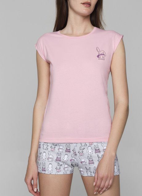 Піжамна футболка DEA MIA 5604 (з аплікацією), Рожевий, XL, 48/170, Розовый