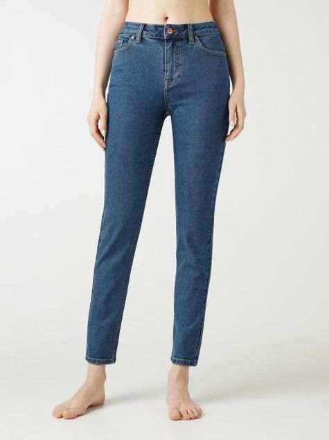Джинсы slim с высокой посадкой Conte Elegant CON-368, authentic blue, XS, 40/164, Синий