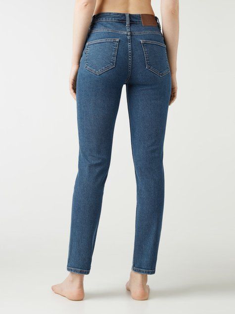 Джинсы slim с высокой посадкой Conte Elegant CON-368, authentic blue, XS, 40/164, Синий