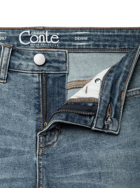 Моделюючі eco-friendly джинси з високою посадкою Conte Elegant CON-146, mid blue, L, 46/164, Синий