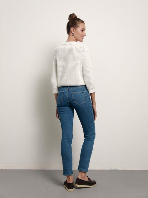 Джинсы slim с высокой посадкой Conte Elegant CON-368, authentic blue, XS, 40/164, Синий