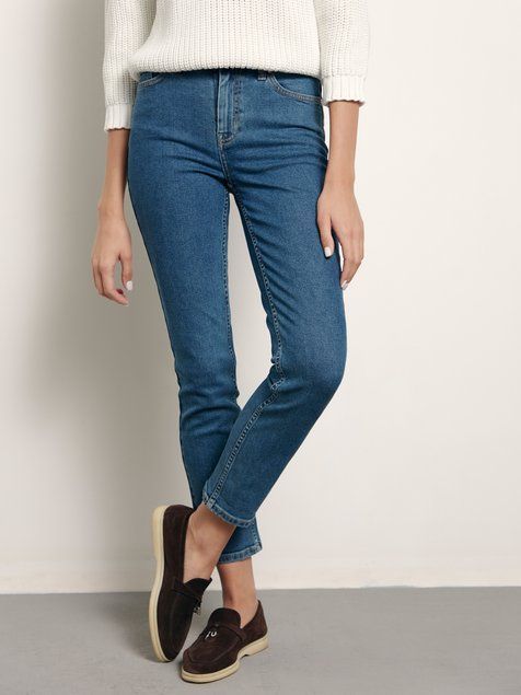 Джинсы slim с высокой посадкой Conte Elegant CON-368, authentic blue, XS, 40/164, Синий