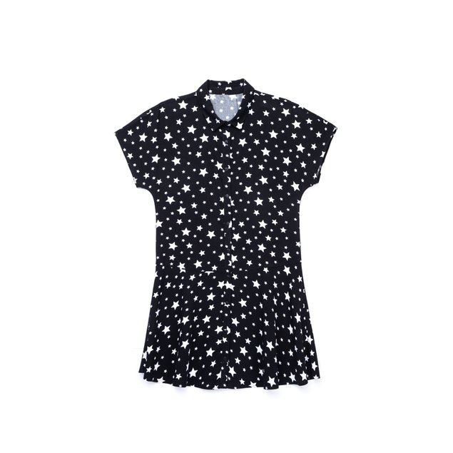 Легкое платье-рубашка с принтом "звезды" Conte Elegant LPL 884, black maxi star, XS, 40/170, Черный