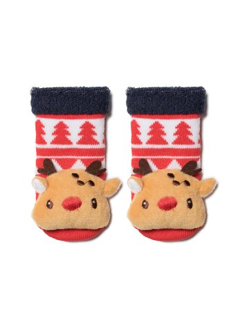 Шкарпетки дитячі Conte Kids NEW YEAR "Рудольф" для самих маленьких, Червоний, 9-10, 16, Красный