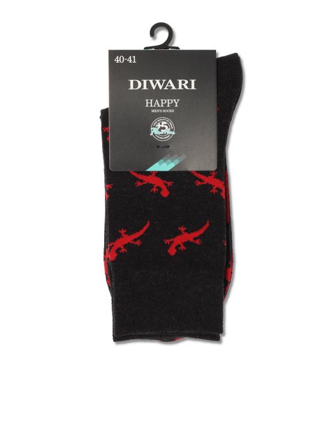 Шкарпетки чоловічі DiWaRi HAPPY (з малюнком), Черный, 42-43, 42, Черный