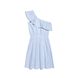 Эффектное платье на одно плечо с воланом Conte Elegant LPL 930, blue-white, XS, 40/170, Комбинированный