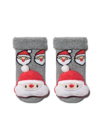 Шкарпетки дитячі Conte Kids NEW YEAR "Санта-Клаус" для самих маленьких, серый, 9-10, 16, Сірий