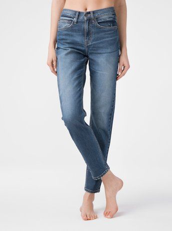 Джинси Eco-friendly з високою посадкою Conte Elegant Vintage Relaxed Mom CON-167, bleach stone, XS, 40/164, Темно-серый