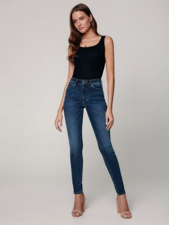 Еco-friendly джинси skinny з високою посадкою Conte Elegant CON-351, mid blue, XS, 40/164, Синий