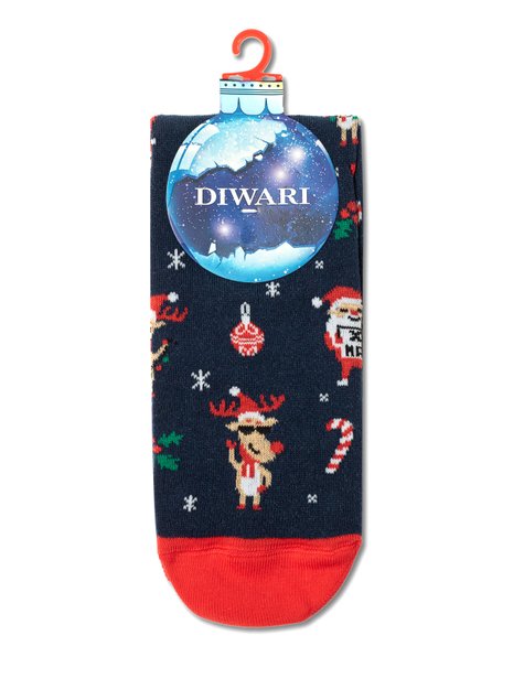 Новорічні чоловічі шкарпетки DiWaRi «Holiday», Темно-синій, 43-45, 43, Темно-синий