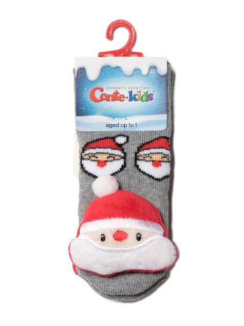 Носки детские Conte Kids NEW YEAR "Санта-Клаус" для самых маленьких, серый, 9-10, 16, Серый