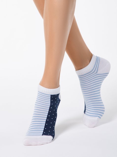 Шкарпетки жіночі бавовняні Conte Elegant CLASSIC (укорочені), Голубой-Темно-синий, 36-37, 36, Комбинированный
