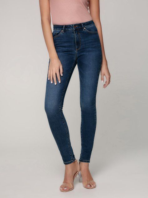 Еco-friendly джинсы skinny с высокой посадкой Conte Elegant CON-351, mid blue, XS, 40/164, Синий