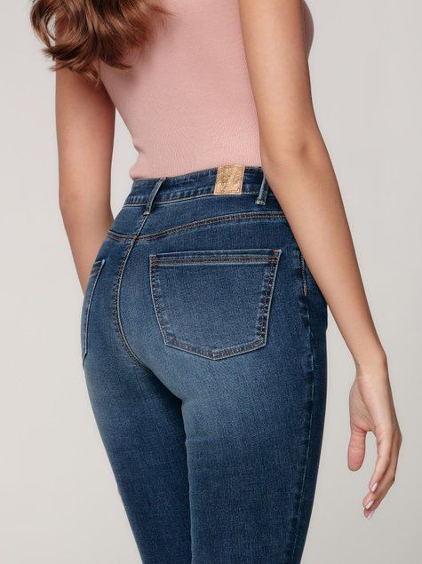 Еco-friendly джинсы skinny с высокой посадкой Conte Elegant CON-351, mid blue, XS, 40/164, Синий
