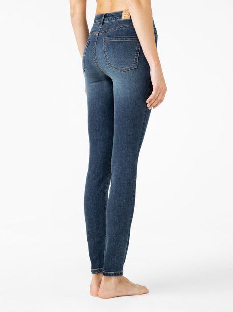 Еco-friendly джинсы skinny с высокой посадкой Conte Elegant CON-351, mid blue, XS, 40/164, Синий