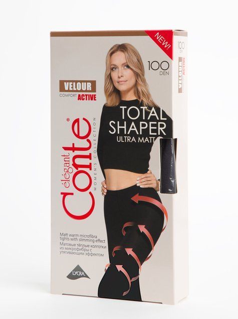 Стягуючі матові колготки Conte Elegant VELOUR ACTIVE 100 Lycra&reg;, Nero, 2, 2, Черный
