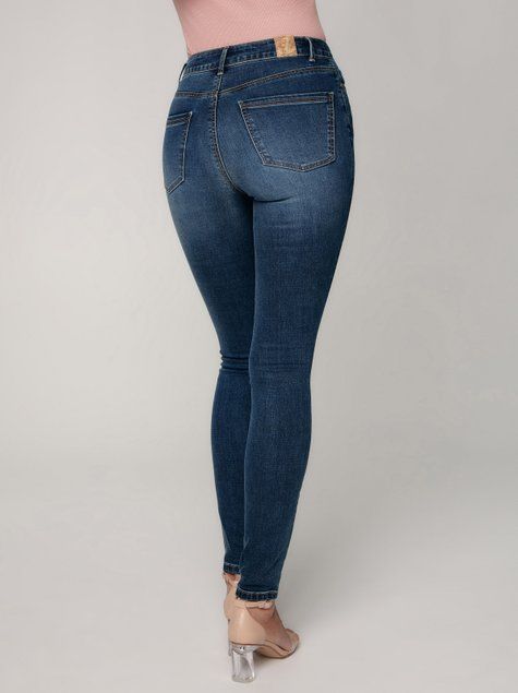 Еco-friendly джинсы skinny с высокой посадкой Conte Elegant CON-351, mid blue, XS, 40/164, Синий