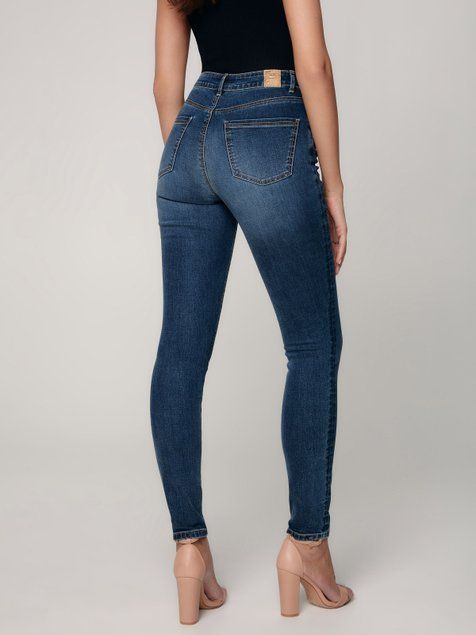 Еco-friendly джинсы skinny с высокой посадкой Conte Elegant CON-351, mid blue, XS, 40/164, Синий