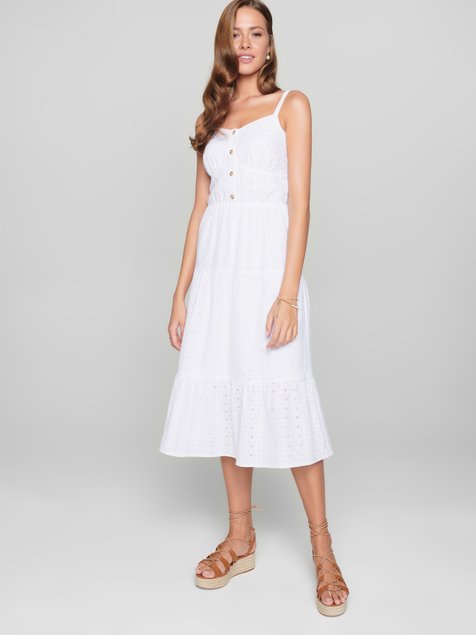 Легка сукня з вишивкою рішельє на тонких бретелях з бавовни преміальної якості Conte Elegant LPL 1143, white, XL, 48/170, Белый