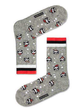 Новогодние мужские носки DiWaR «Xmas panda», серый, 43-45, 43, Серый