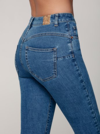 Eco-friendly джинсы skinny с эффектом push-up и с высокой посадкой Conte Elegant CON-296, mid blue, L, 46/164, Синий