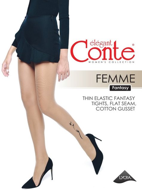 Колготки с тату-рисунком Conte Elegant FEMME, Bronz, 2, 2, Бронзовый