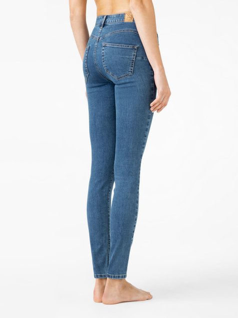 Eco-friendly джинсы skinny с эффектом push-up и с высокой посадкой Conte Elegant CON-296, mid blue, L, 46/164, Синий