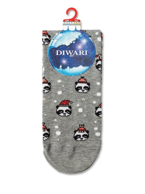 Новорічні чоловічі шкарпетки DiWaR «Xmas panda», серый, 43-45, 43, Сірий
