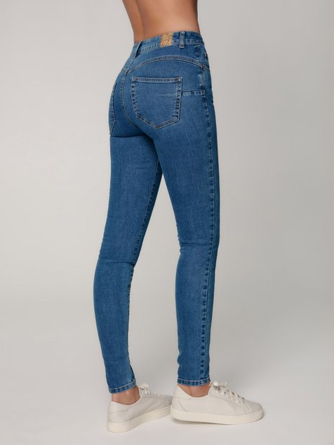 Eco-friendly джинси skinny з ефектом push-up і з високою посадкою Conte Elegant CON-296, mid blue, L, 46/164, Синий
