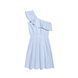 Ефектна сукня на одне плече з воланом Conte Elegant LPL 930, blue-white, M, 44/170, Комбинированный