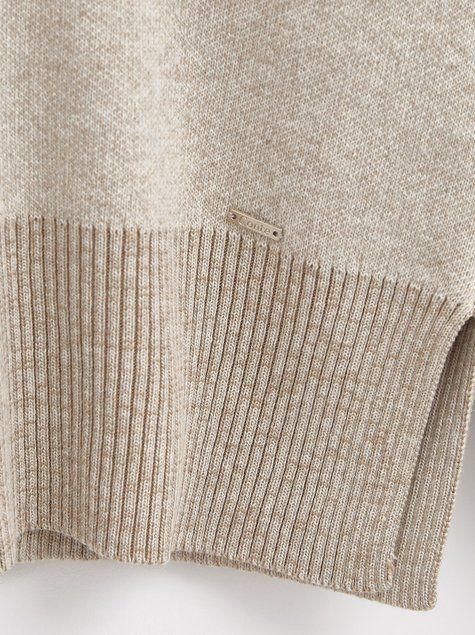 Свитер с разрезами по бокам из пряжи с вискозой и кашемиром Conte Elegant LDK 155, beige, XS, 40/170, Светло-бежевый